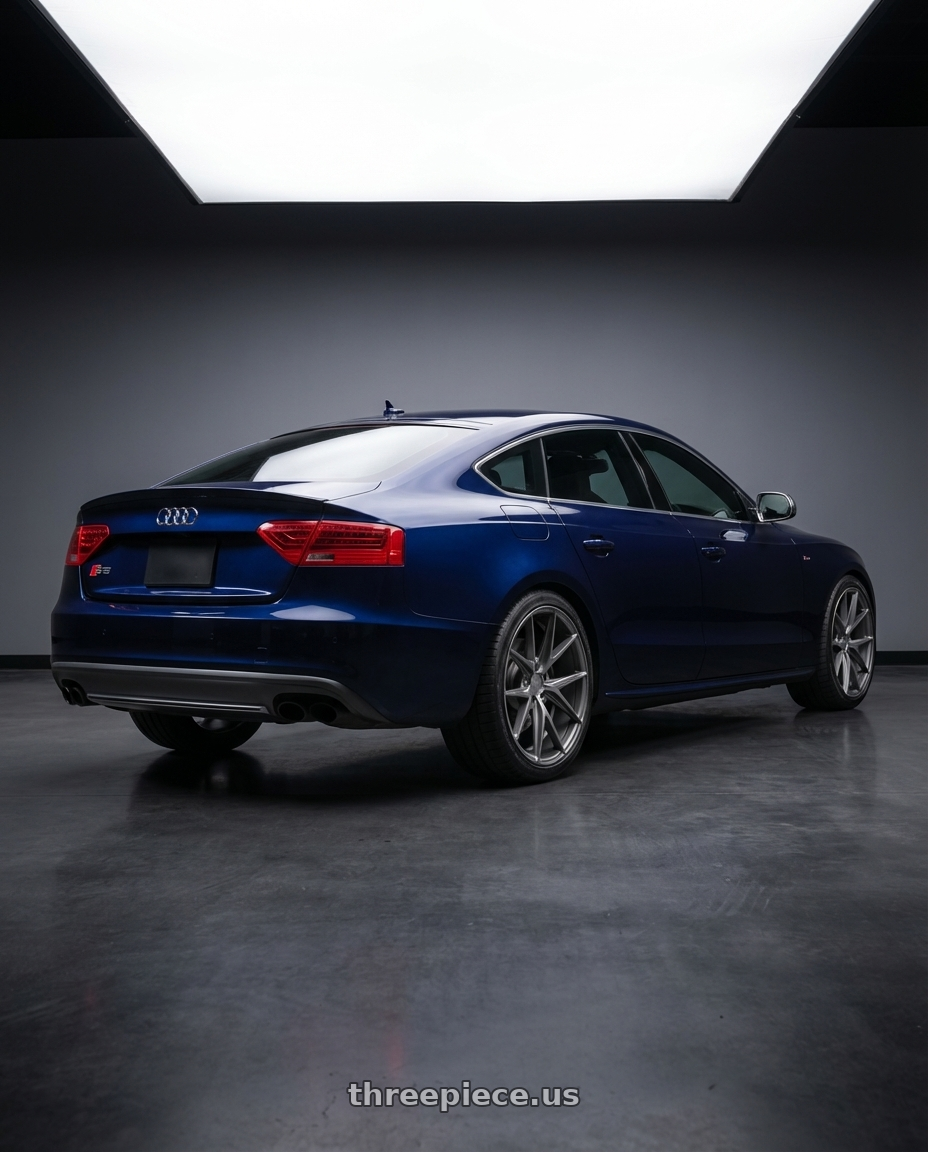 2014 Audi S5 B8 with Niche 1PC M116 MISANO 5X112 19X8.5 +42 MATTE GUN METAL wheels rear three quarter view square tires