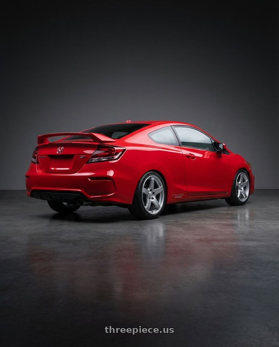 2015 Honda Civic Si with Ssr Gtv01 5x114.3 17x7+50  GLARE SILVER wheels rear three quarter view square tires