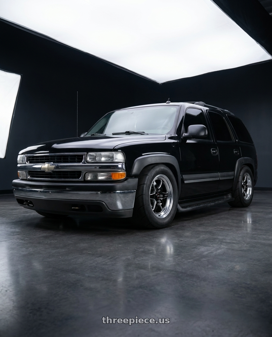2004 Chevrolet Tahoe LT with WELD Street Performance Ventura Six 6x139.7 20x9.5 +6 Gloss Black/Milled Diamond Cut Lip wheels