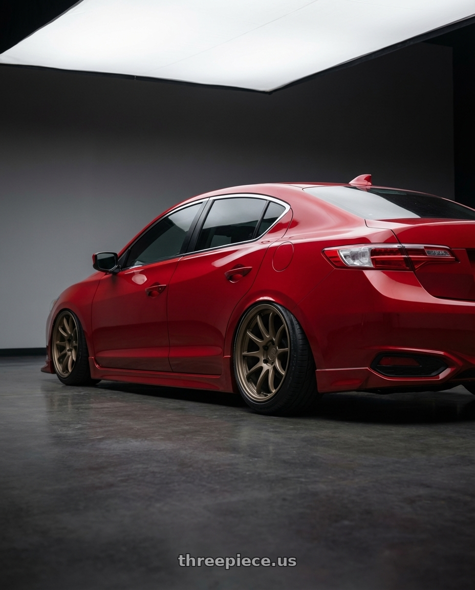 2012 Acura ILX with Aodhan AH09 5x114.3 18x8.5 +35 Matte Bronze wheels rear three quarter view slight stretch tires