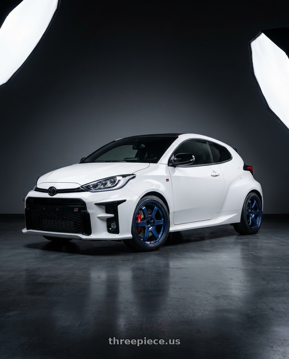 2021 gr yaris with Volk Racing TE37SL 5x114.3 18x10.5 +15 MAG BLUE wheels