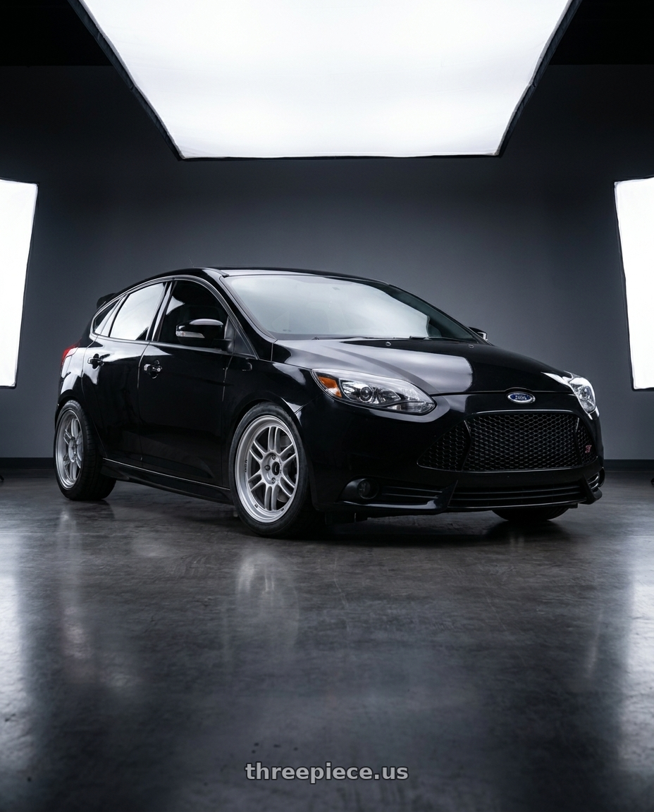 2012 ford focus st black with Enkei RPF1 5x114.3 17x7+45 Silver wheels