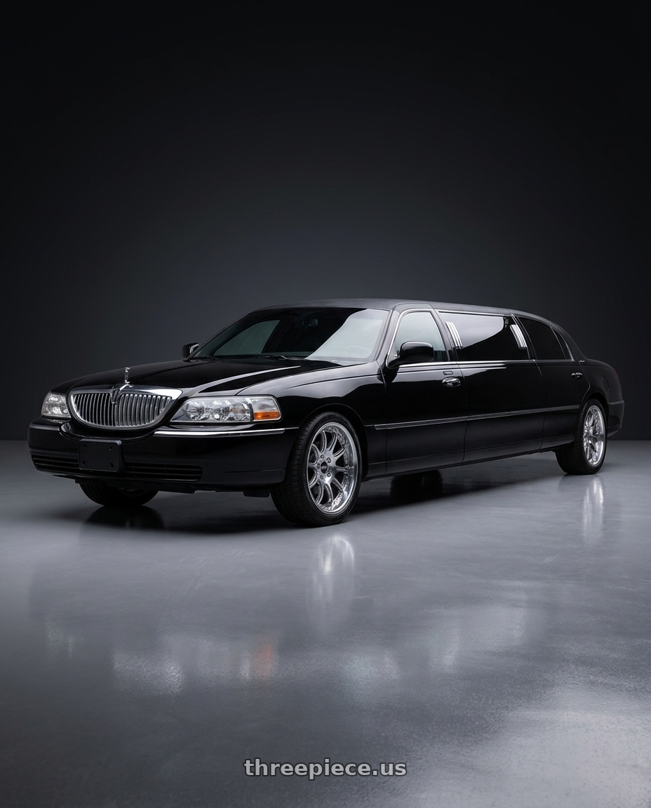 2007 Lincoln Town Car Limo with Asanti Black ABL-45 ARISTOCRAT 5X115/5X120 20X9 +15 GLOSS PLATINUM WITH BRIGHT MACHINED FACE wheels
