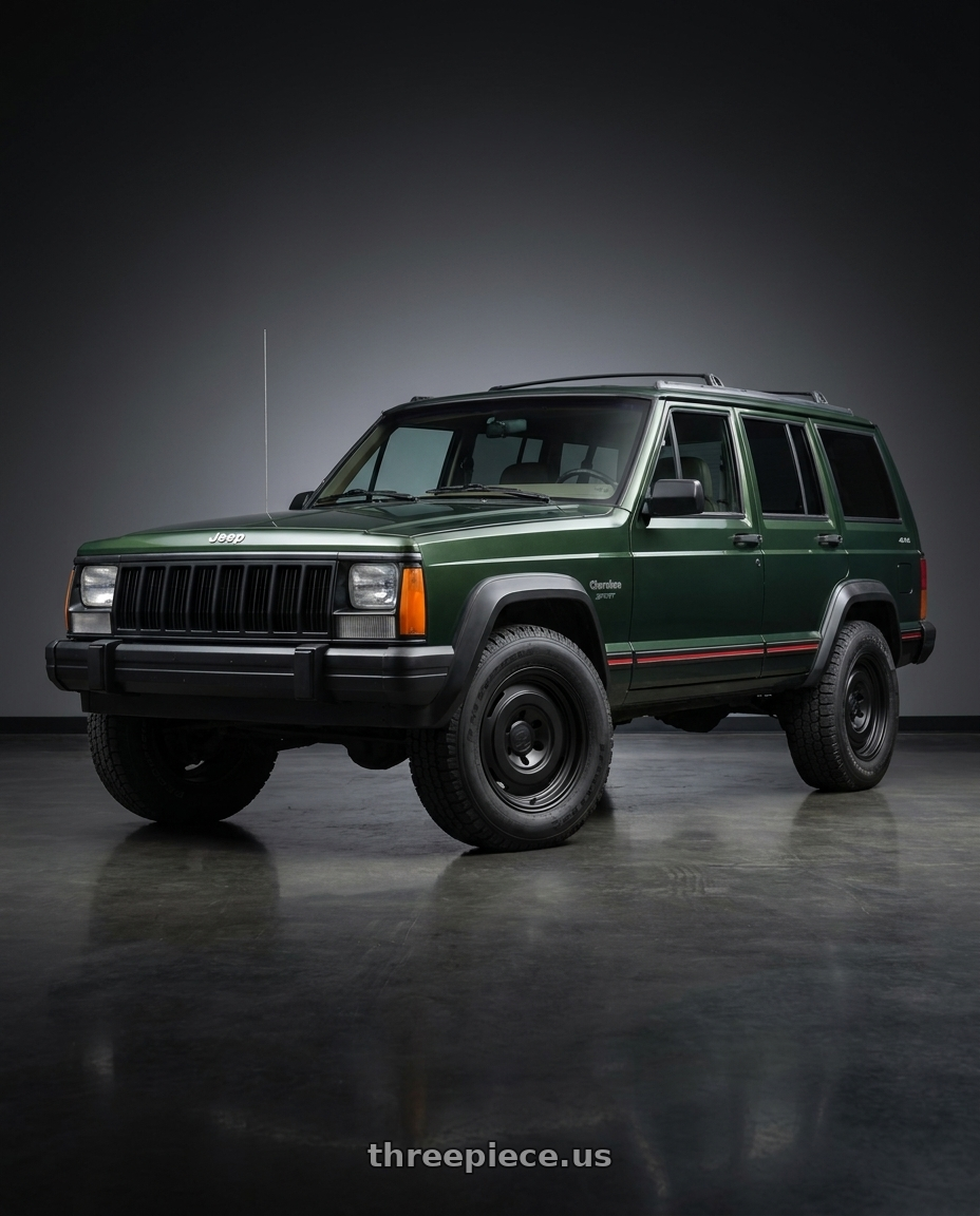 1996 JEEP CHEROKEE with fifteen52 ANALOG HD 5x120 17x8.0 +25 ASPHALT BLACK (SATIN BLACK) wheels