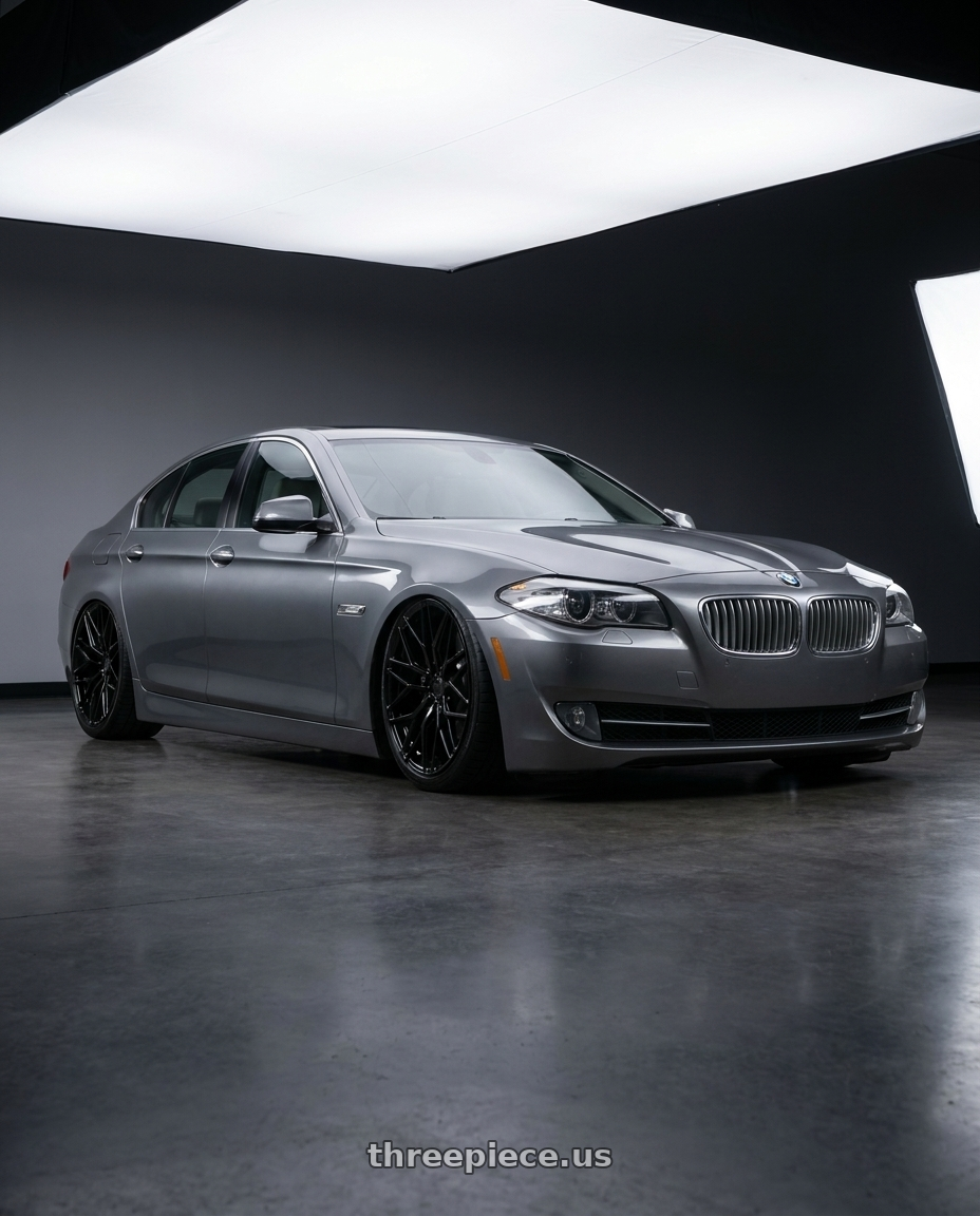 2016 BMW 5 Series F10 with Avant Garde Wheels M520R 5X120 20x11 +45 Gloss Black wheels