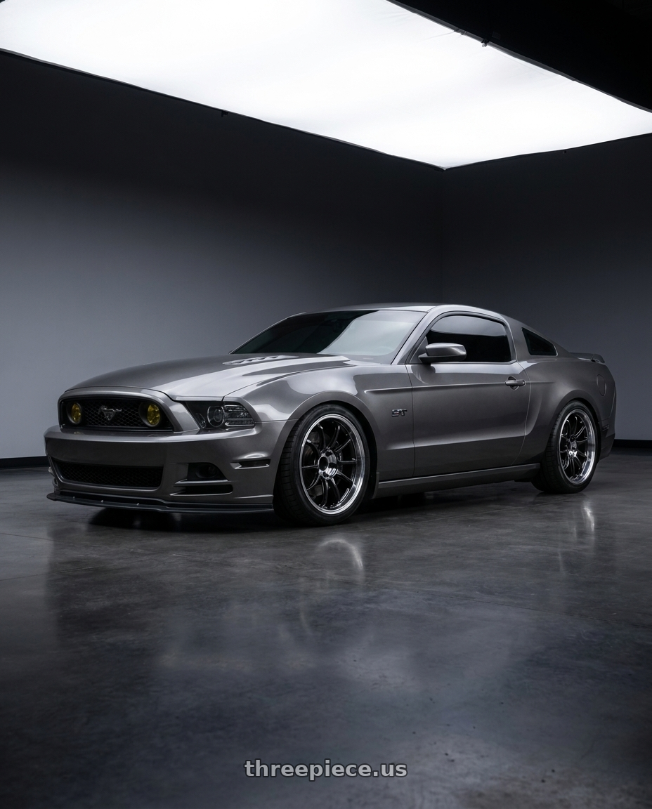 2014 Ford Mustang GT with Advan Racing RZ-DF2 5x114.3 19x9.5 +44 DIAMOND CUT & RACING TITANIUM BLACK wheels