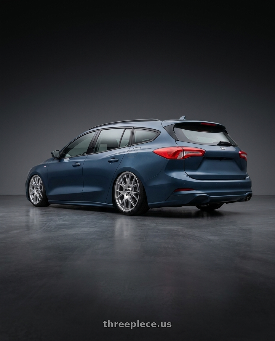 2025 Ford focus wagon st line with BBS CH-R 5x120 20x10.5 +24 Brilliant Silver Polished Rim Protector wheels rear three quarter view slight stretch tires