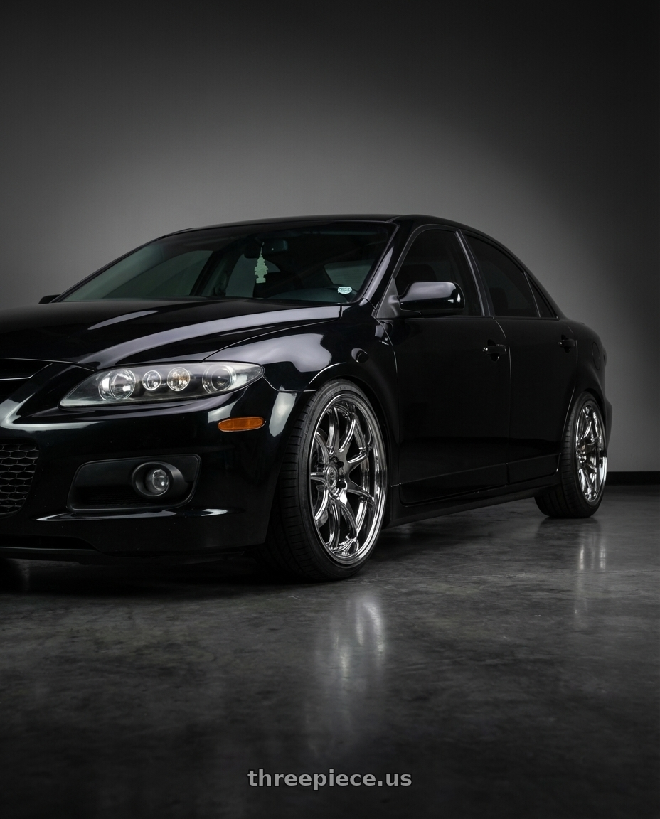 2006 Mazda, Mazdaspeed 6, Grand touring, Black with Aodhan DS02 5x114.3 18x9.5+15 Vacuum Chrome wheels