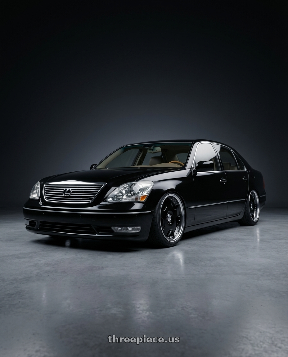 2001 Lexus LS430 with Work Lanvec Ld1 5x114.3 18x7.5+45 A Disk Black wheels