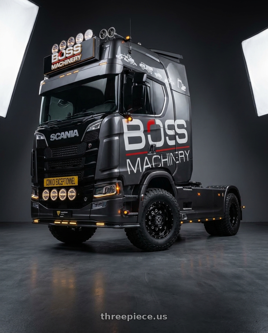 2026 scania 770 with ATX AO400 BAJA 10X285.75 22.5X12.25 +119 GLOSS BLACK MILLED - 12.25 FRONT wheels