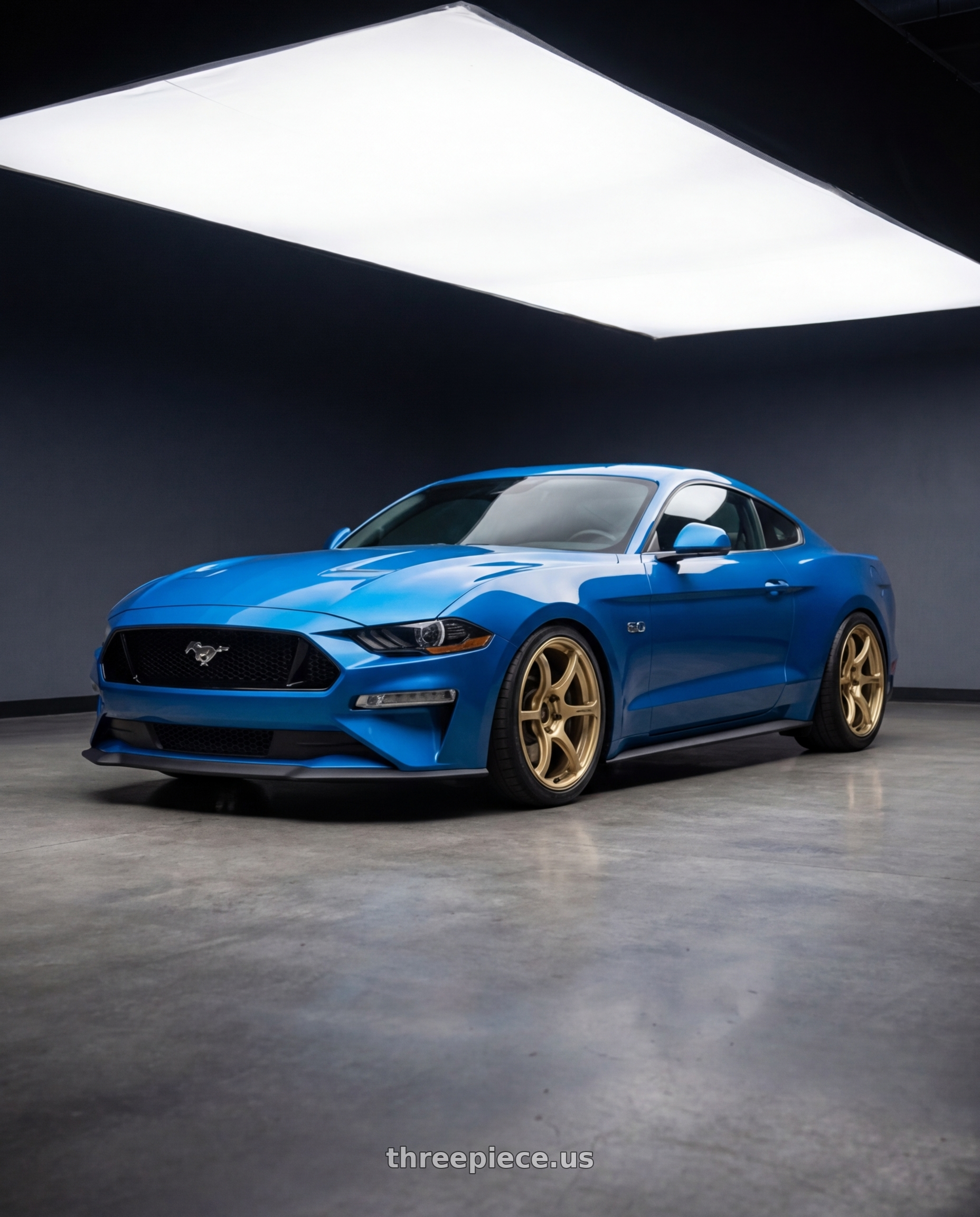 2022 Ford Mustang GT with Advan RGIII 5x114.3 19x10.5+25 Gold wheels