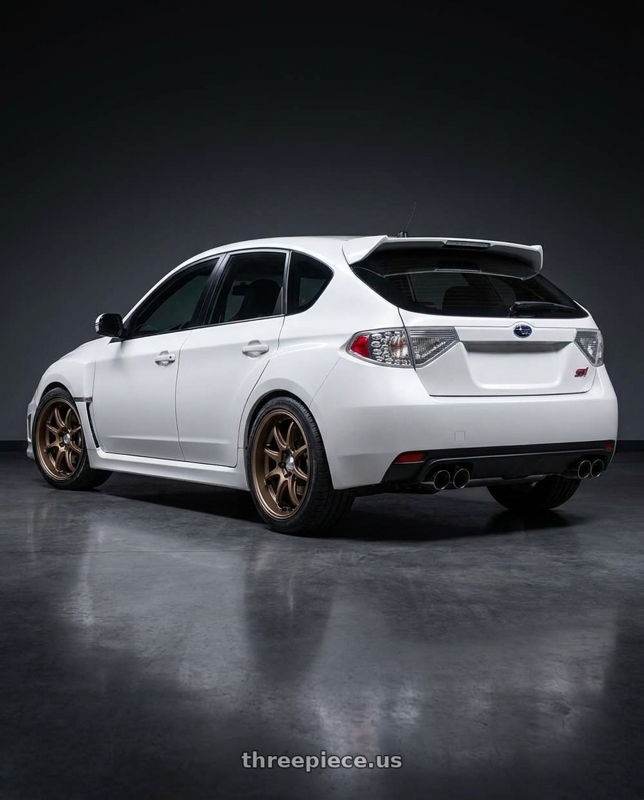 2011 Subaru  Impreza  sti with Work Emotion D9R wheels rear three quarter view square tires