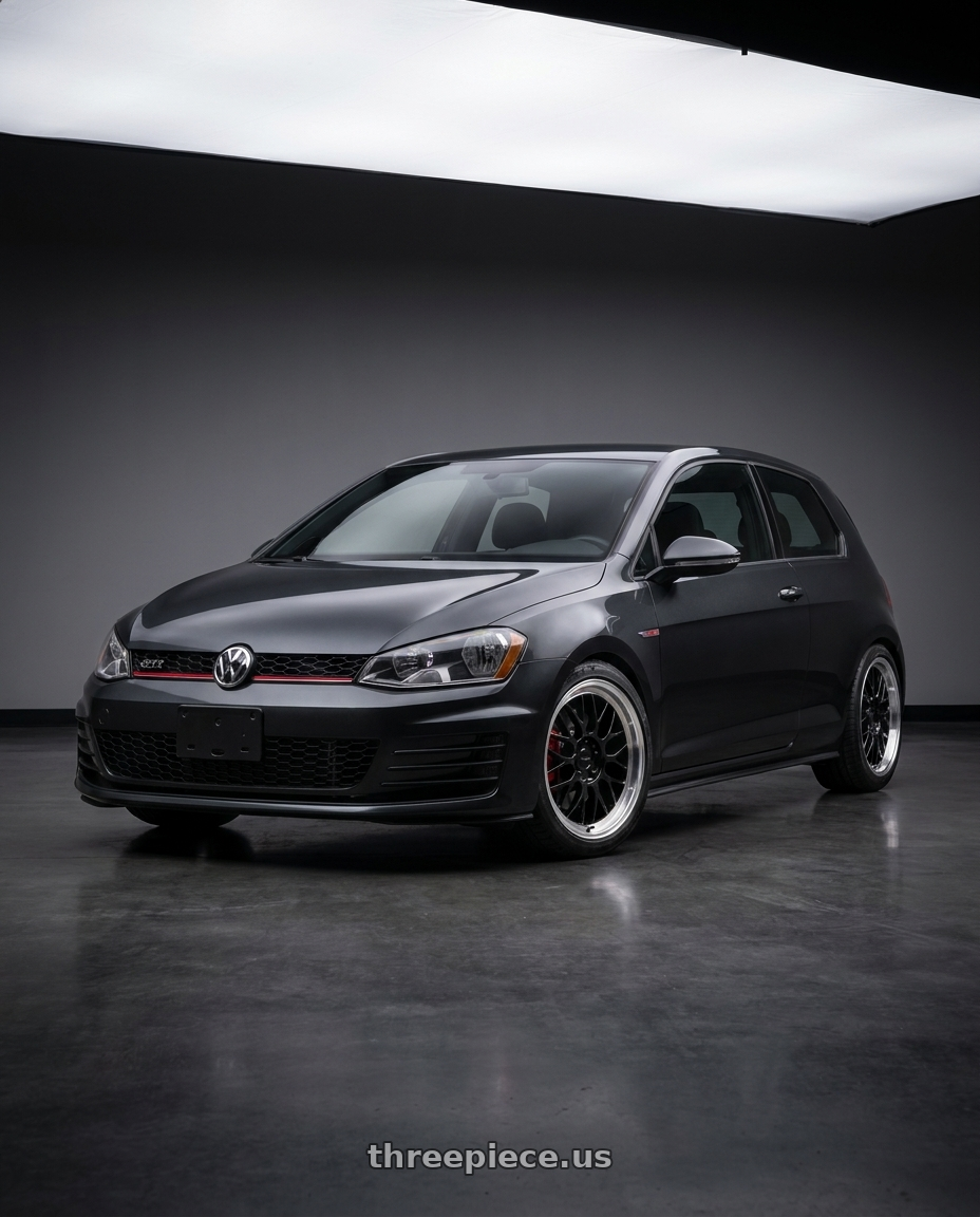 2016 Volkswagen GTI with KATANA RACING KR06 5x112 18x8 +40 Glossy Black Machined Lip wheels