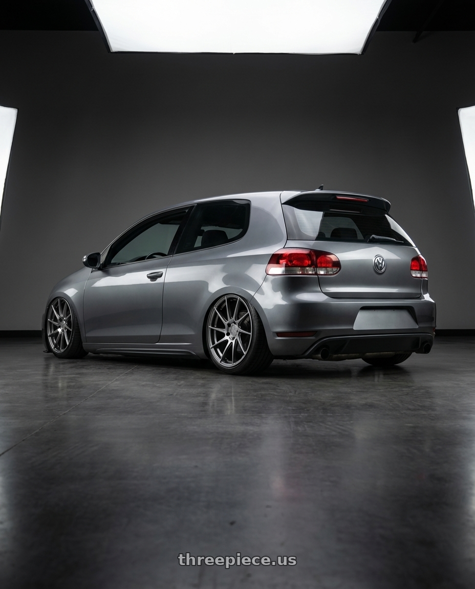 2013 Volkswagen GTI MK6 with Aodhan AH09 5x112 18x8.5 +35 Hyper Black wheels rear three quarter view slight stretch tires