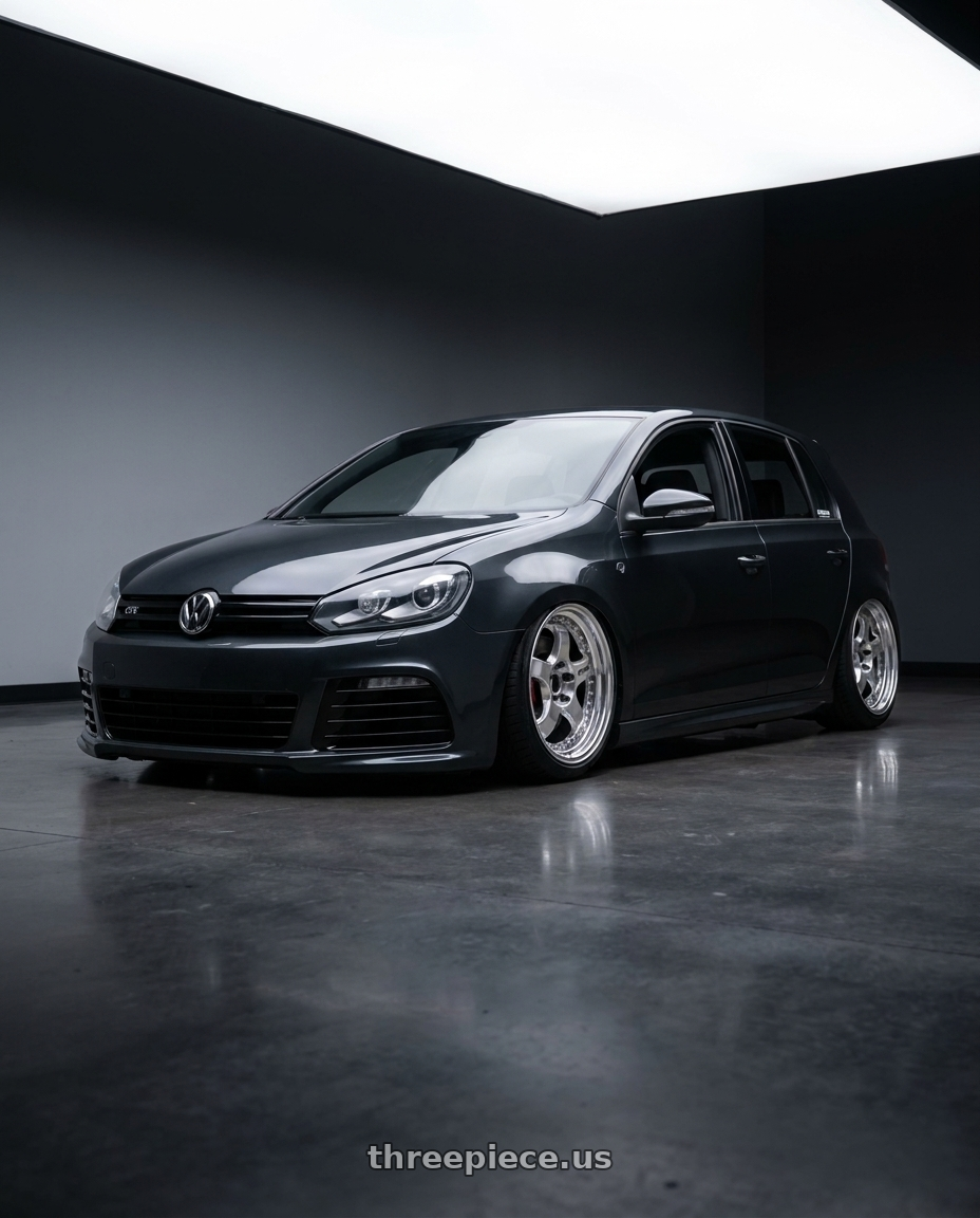 2013 Volkswagen Golf R with Work Meister S1 3P 5x112 18x9.5+37 R Disk Bright Buff Finish wheels
