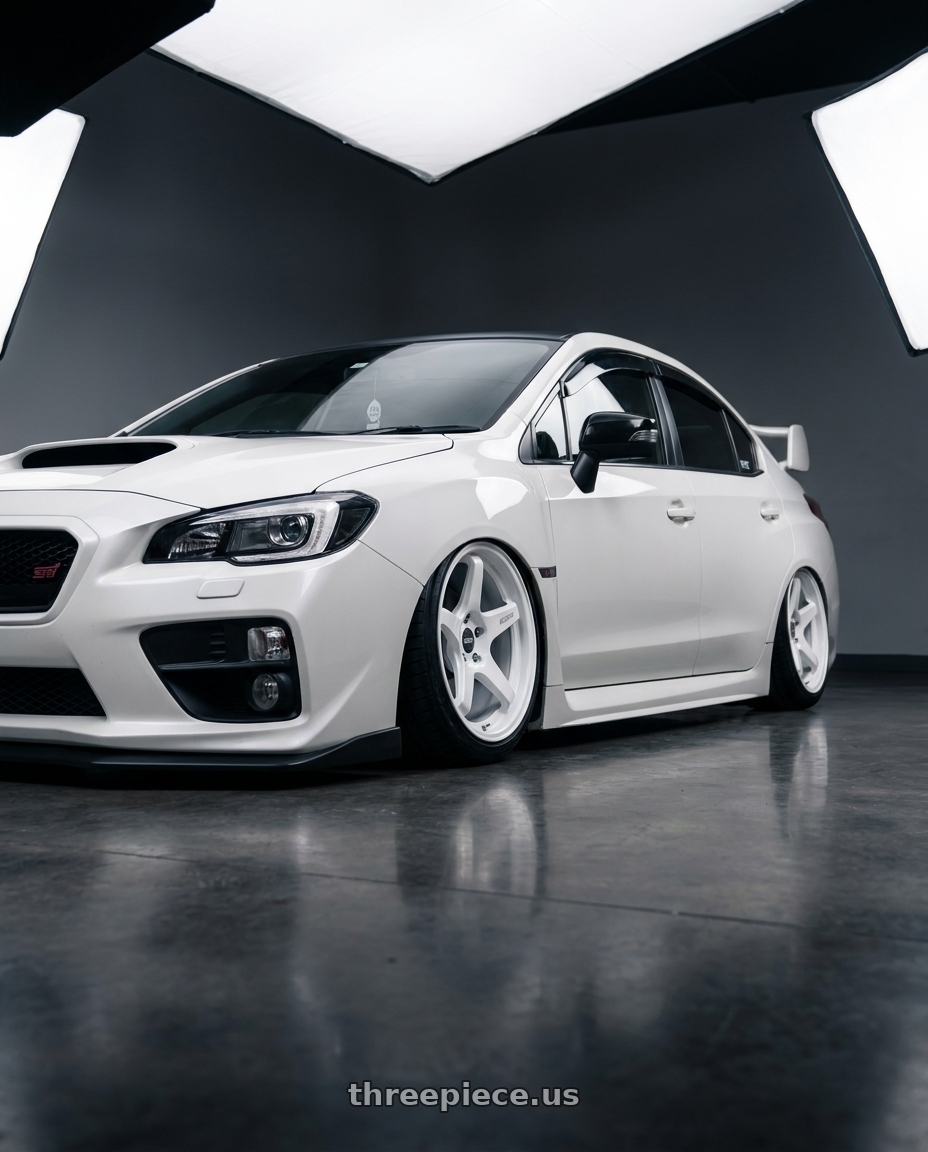 2016 Subaru wrx sti with ESR Wheels APX5C 5x114.3 19x9.5 +35 Gloss White wheels