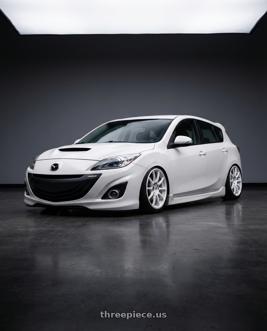 2012 Mazda Mazdaspeed3 with Advan RCIII 5x114.3 18x8.5+38 White wheels