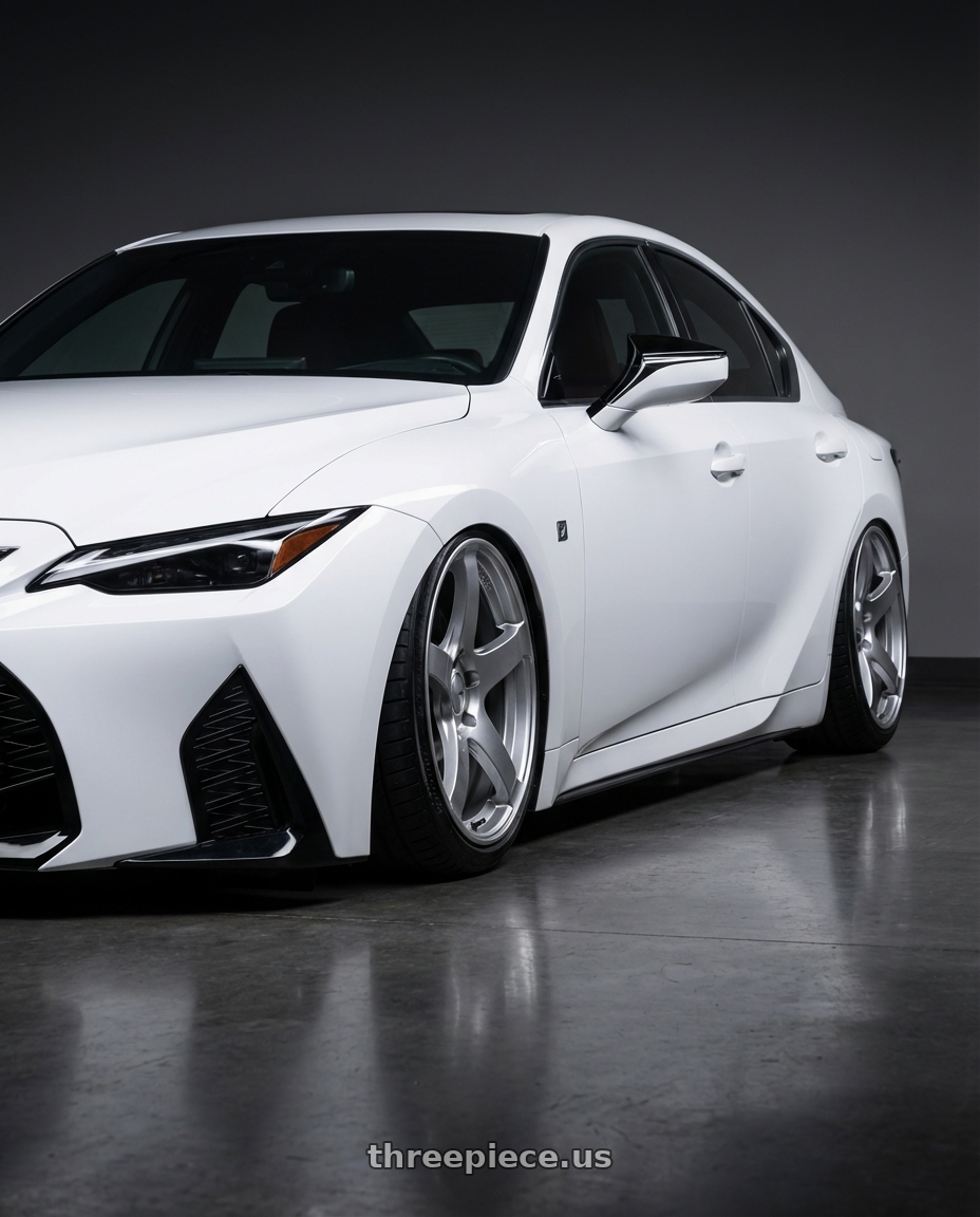 2018 Lexus IS 350 F Sport with Ssr Gtv01 5x114.3 19x8.5+38  GLARE SILVER wheels front three quarter view stanced stance