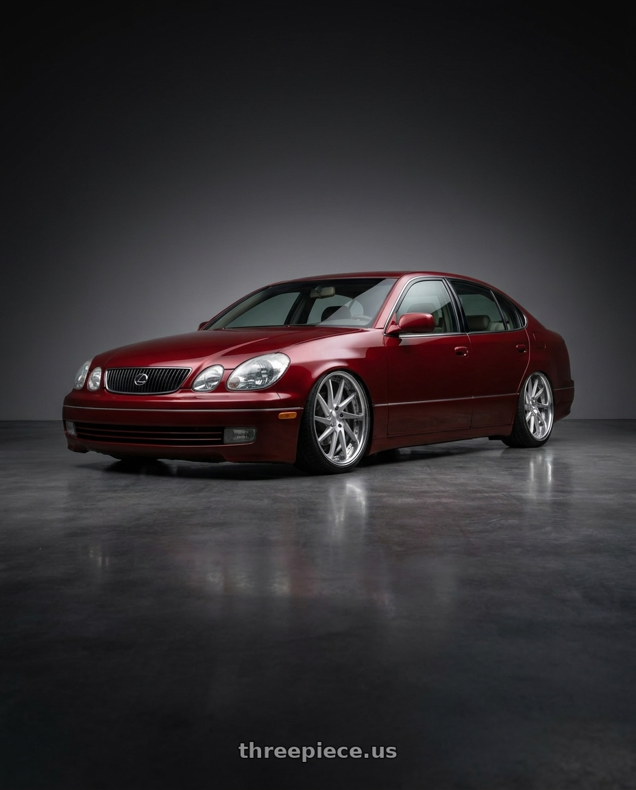 2001 Lexus GS 430 with Work Gnosis Cvs 5x114.3 19x9.5+38 O Disk Brush Silver Clear wheels