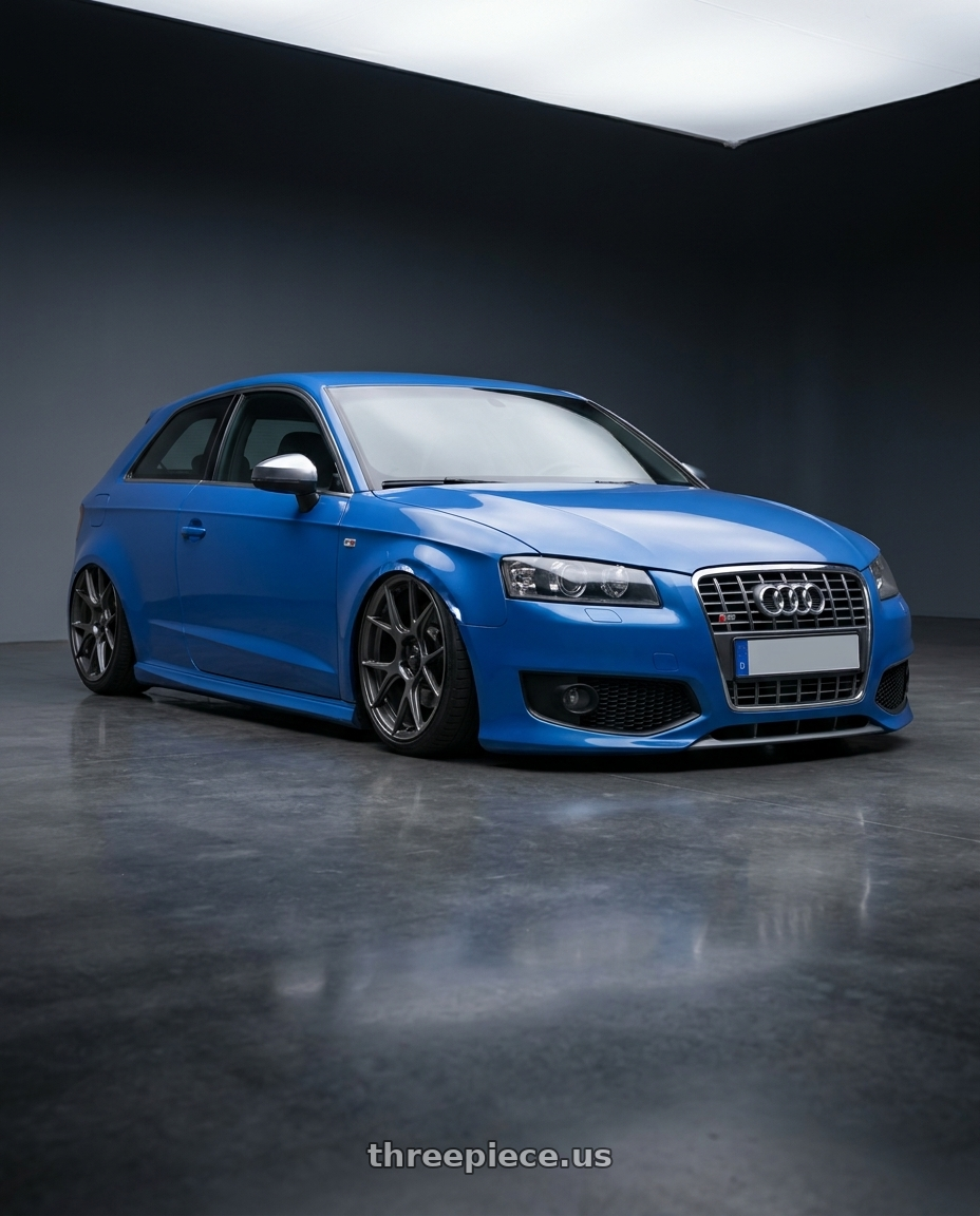 2019 Audi S3 8V with Konig Ampliform 5x112 19x8.5+32 Dark Metallic Graphite wheels