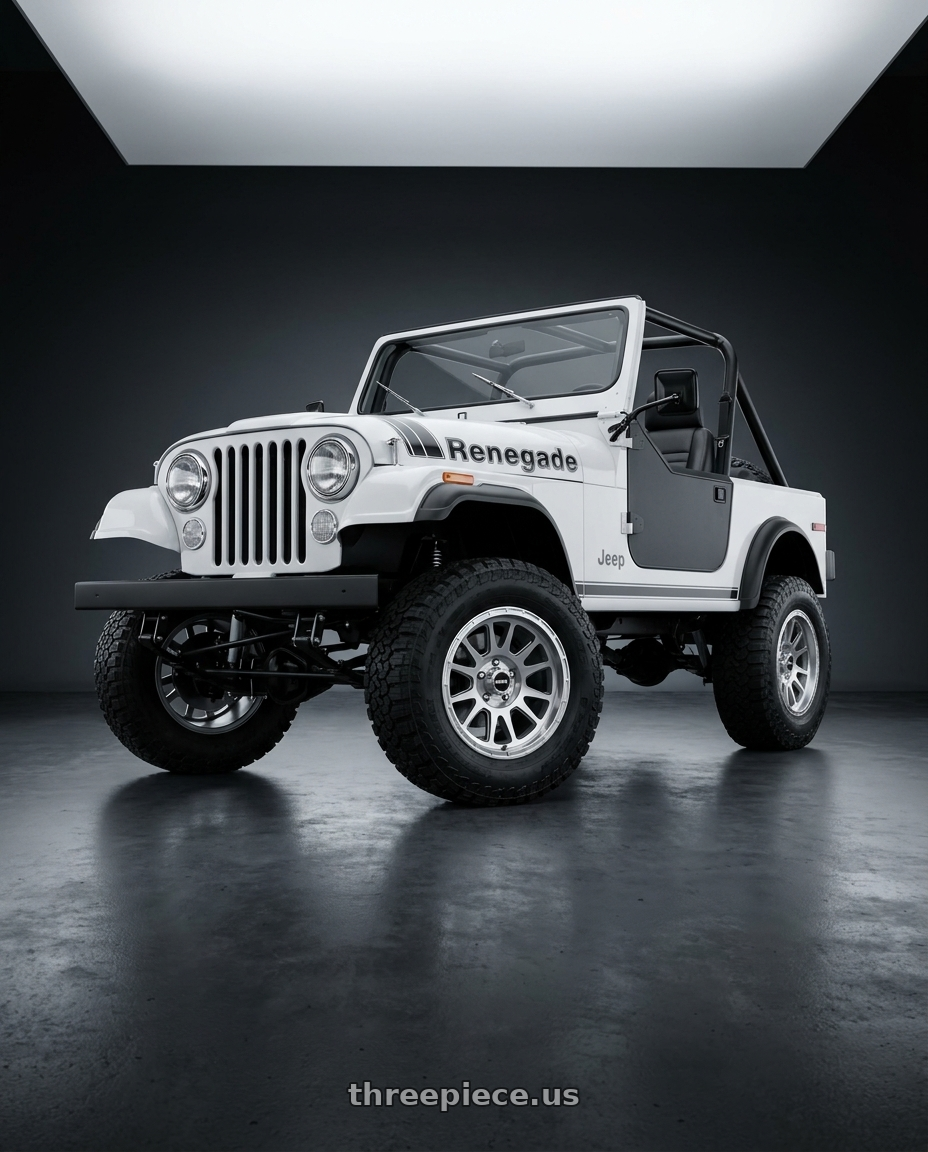 1977 jeep cj7 with Scale 4X4 Bandit II 5x139.7 15x8.0 -19 Machined Clear Coat wheels