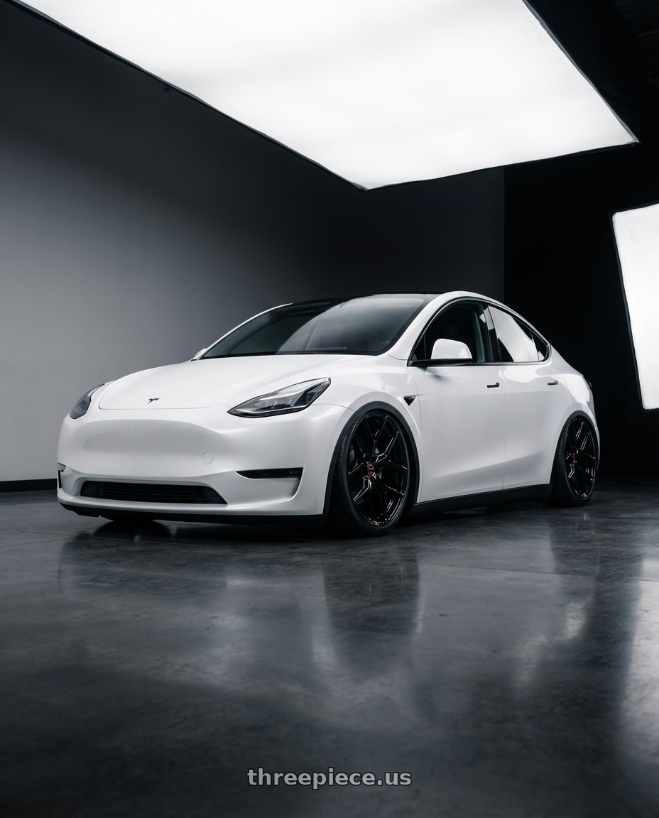 2024 Tesla Model Y with Vossen HF-5 20x9.5 / 5x114.3 / ET25 / Deep Face / 73.1 -GB - Gloss Black Wheel - HF5-0N07 wheels