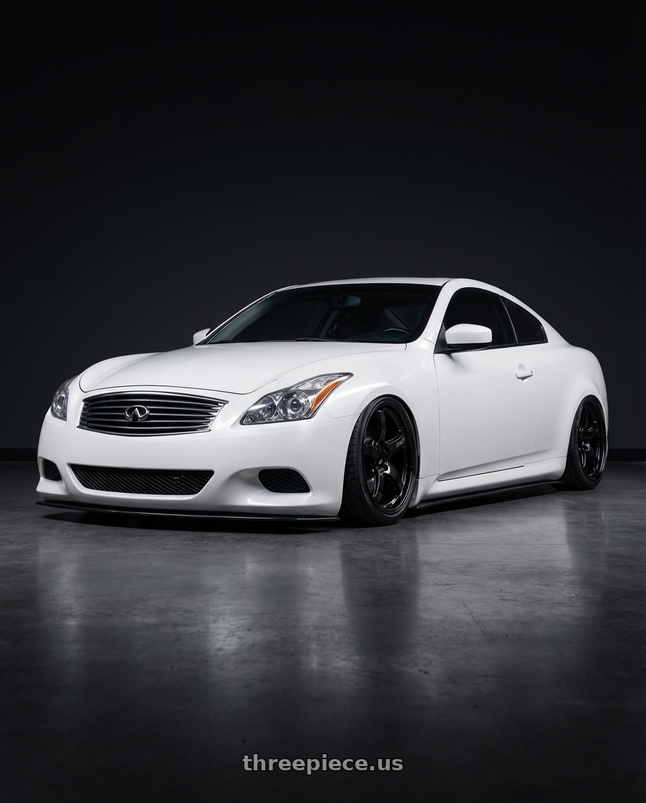 2014 Infiniti G37 Coupe with Gram Lights 57CR 5x114.3 19x8.5+35 Glossy Black wheels
