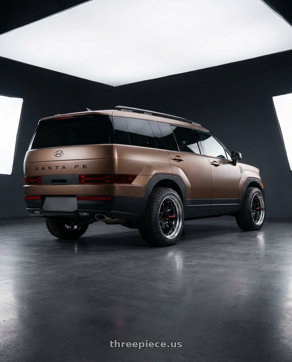 2025 Hyundai Santa Fe with Emotion ZR10 2P wheels rear three quarter view meaty tires