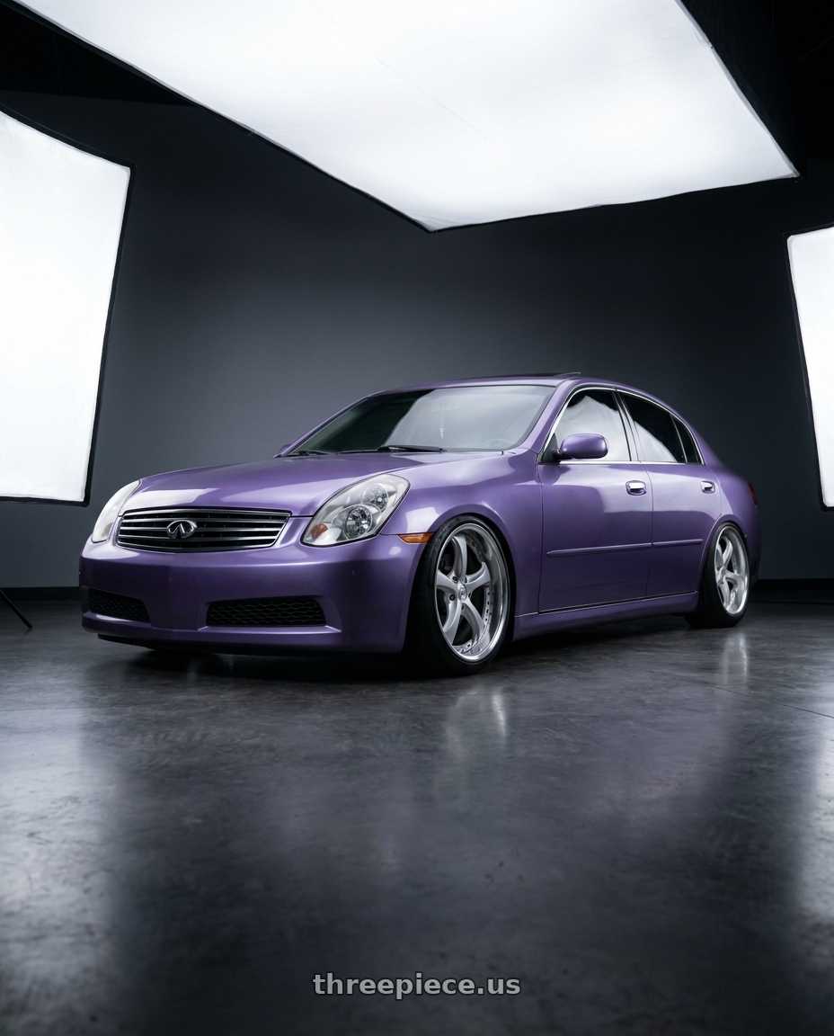2006 Infiniti g35x sedan purple with Work Wheels VS-KF 5X114.3 19x10.5+21 Light Grey Silver A Disk FULL REVERSE wheels
