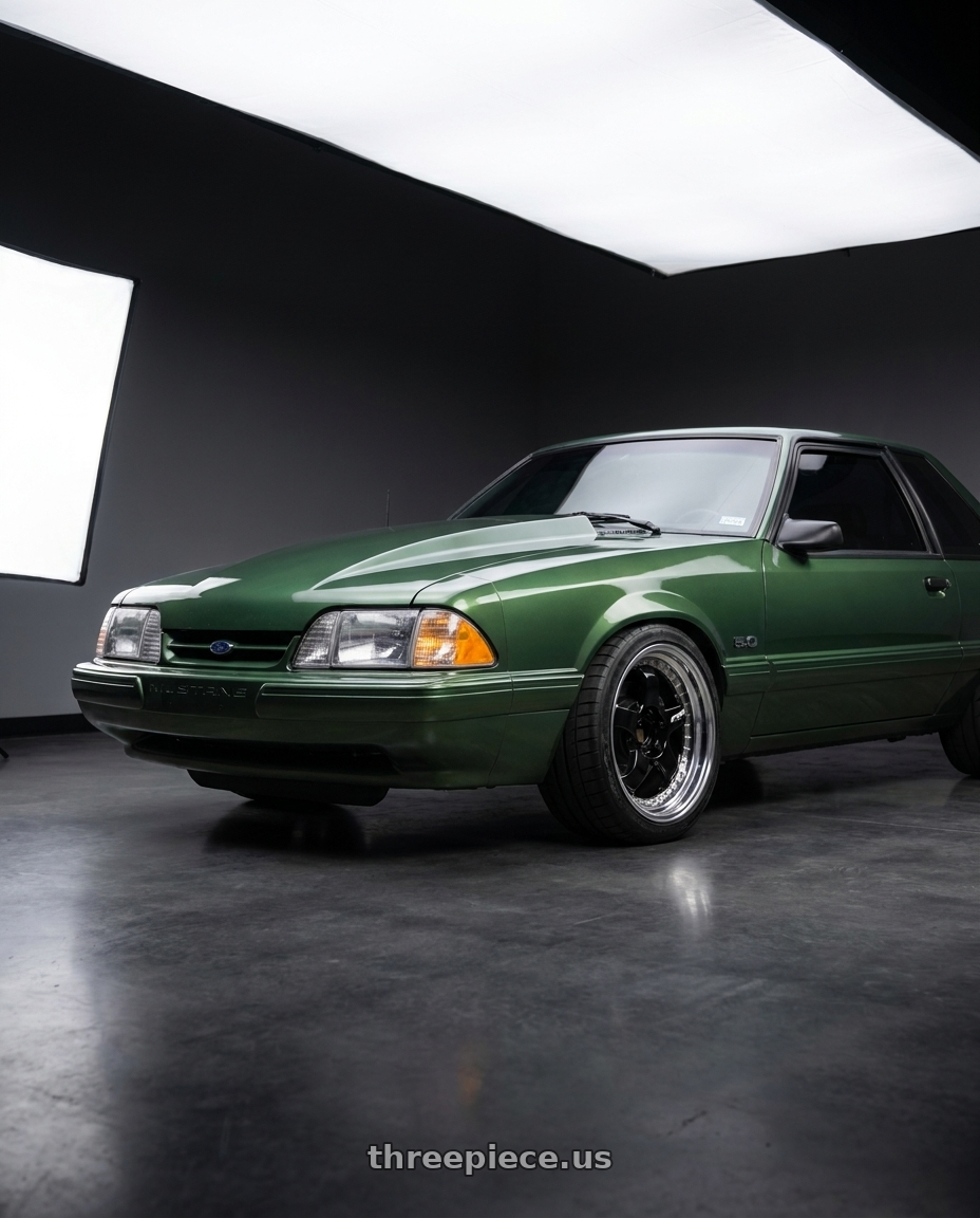1990 ford mustang with Work Meister S1 3P 5x100 18x10+22 A Disk Black wheels