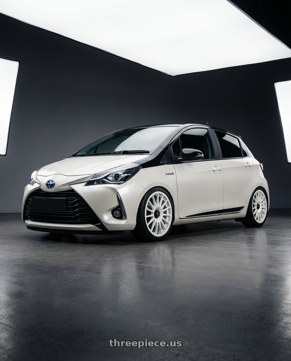 2020 Toyota Yaris Y20 with fifteen52 PODIUM 5x100 / 5x112 17x7.5 +35 RALLY WHITE (GLOSS WHITE) wheels