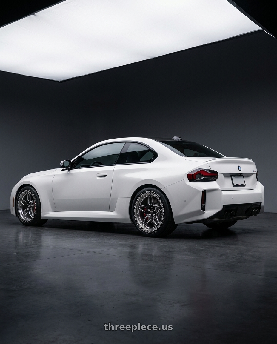 2023 bmw m2 with Belak Industries Series 3 Wheel - Single Beadlock Billet 5x120 15x10 +39 wheels rear three quarter view square tires