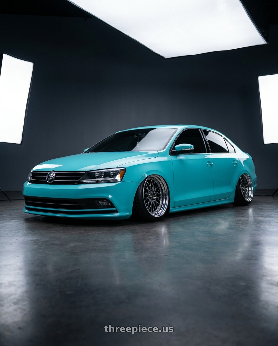 2016 Volkswagen Jetta with Work Vs-Xv 5x100 18x9.5-18 A Disk Brilliant Silver Black wheels