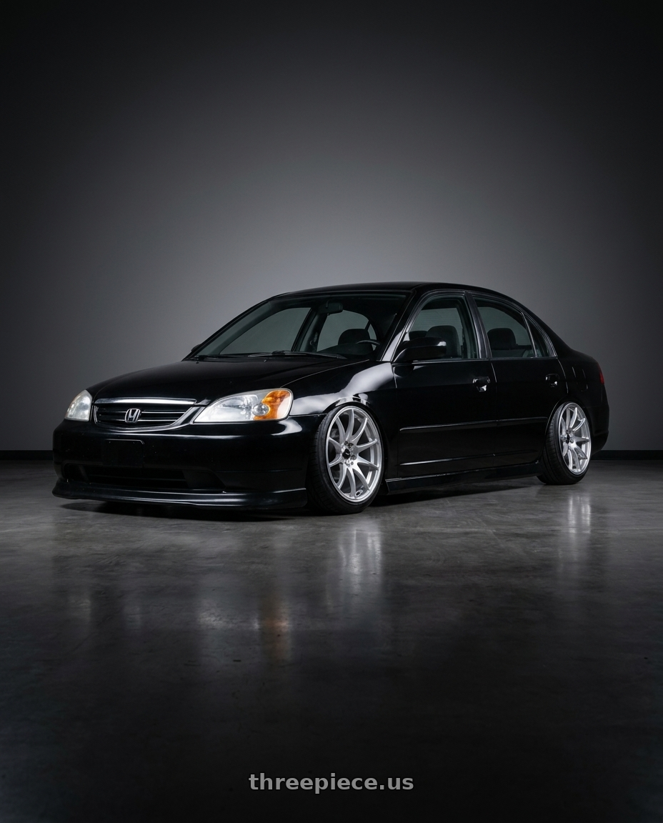 2002 Honda civic with Vors TR4 5x100 17x8  +35 Silver Machine Face wheels