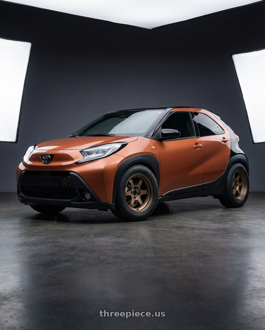 2025 Toyota Aygo X Hybrid with Volk Racing TE37V 4x100 15x8.0+25 wheels