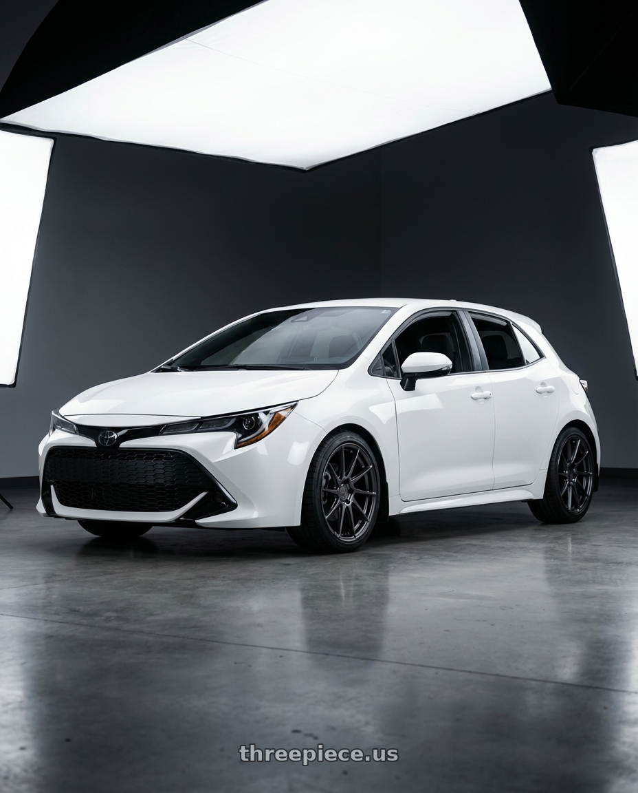 2023 Toyota Corolla Hatchback with Aodhan AH09 5x114.3 18x8.5 +35 Hyper Black wheels