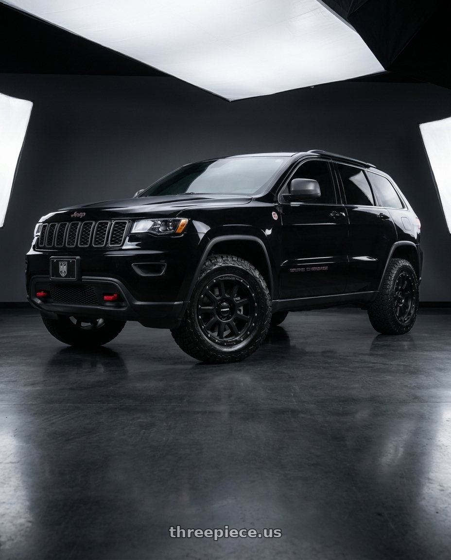 2018 Jeep Grand Cherokee Laredo with Vision Off-Road 350 Ojos 5x127 18x9+12 Satin Black wheels