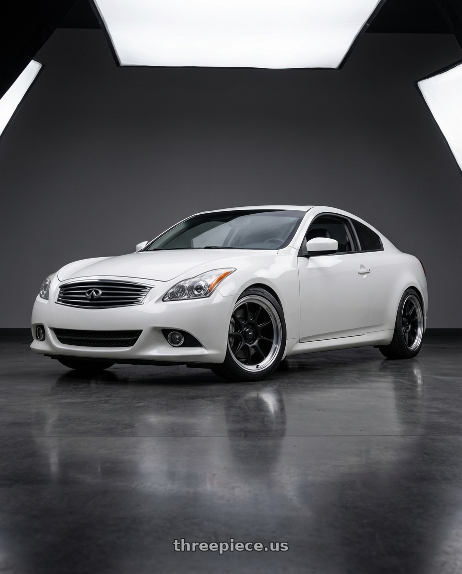 2014 Infiniti G37 Coupe with Konig Countergram 5x114.3 19x9.5+25 Matte Black / Matte Machined Lip wheels