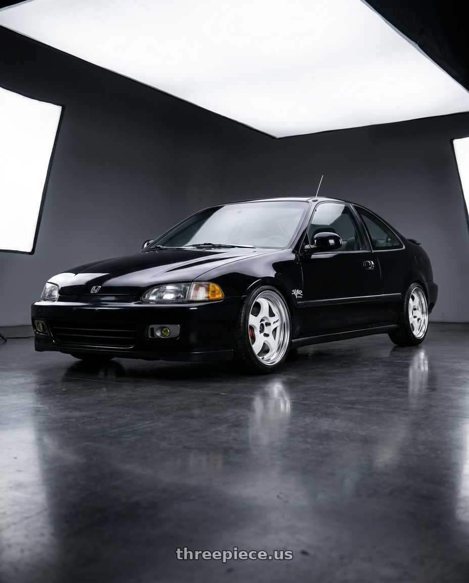 1995 Honda Civic coupe with Work Meister S1 2P 4x100 15x6.5+38 A Disk Black wheels