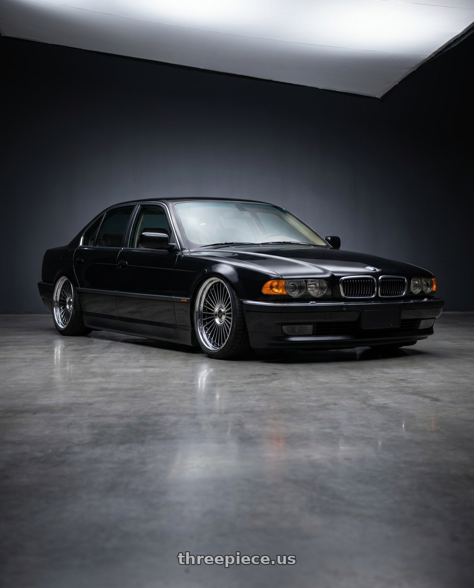 2000 BMW 740I with Work Emitz Black Polish 5x120 20x10.0 +18 wheels