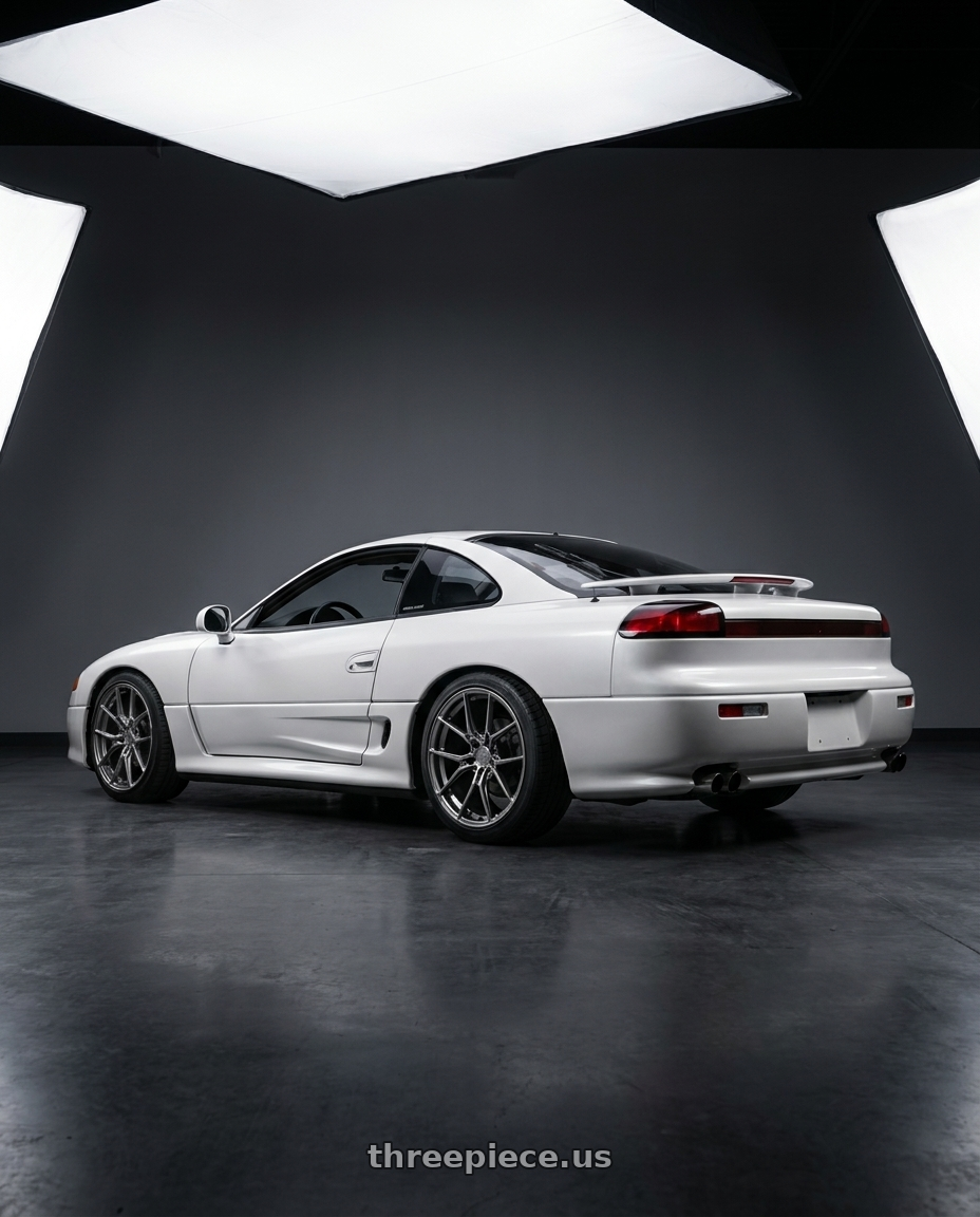 1992 dodge stealth with E5 Wheels Daytona 5x120 20x9+38 TIU wheels rear three quarter view slight stretch tires