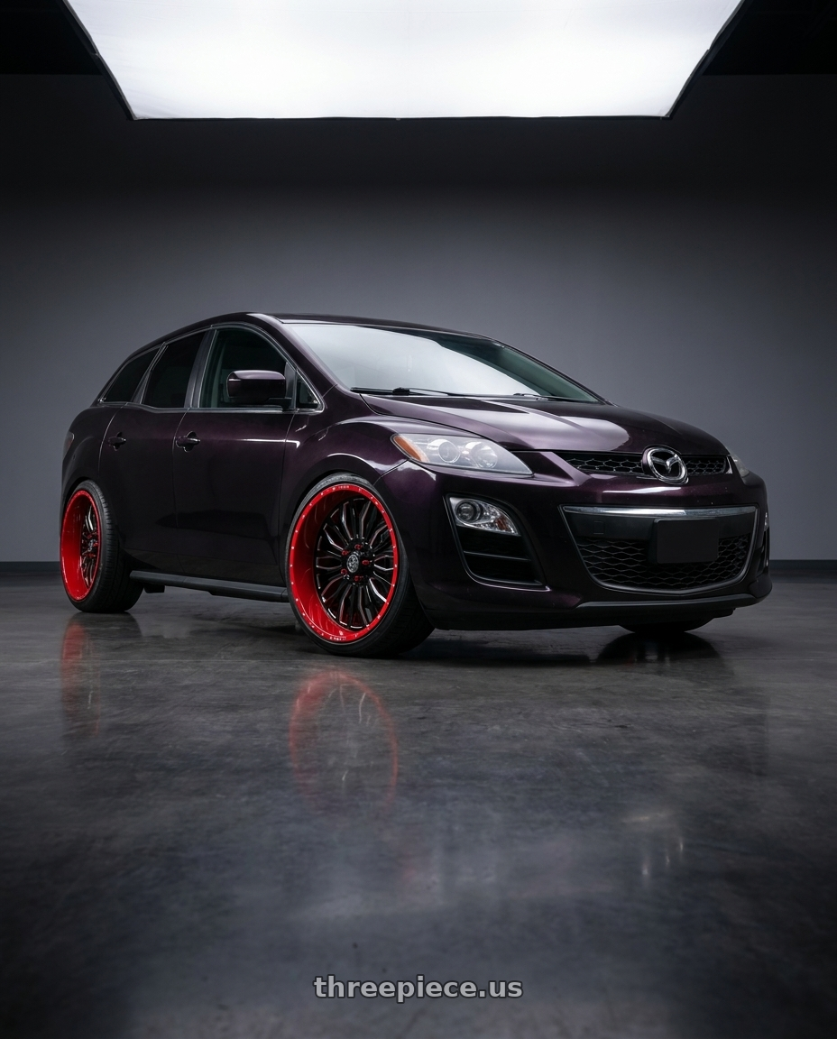2010 Mazda cx7 with XFX Flow XFX-305 5x127/5x139.7 24x12 -44 Gloss Black & Milled With Red Inner wheels