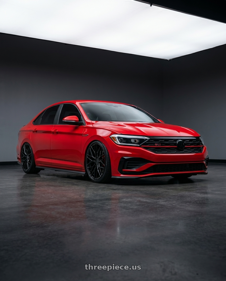 2023 Volkswagen Jetta GLI MK7 with Avant Garde Wheels M520R 5X112 19x8.5 +35 Gloss Black wheels
