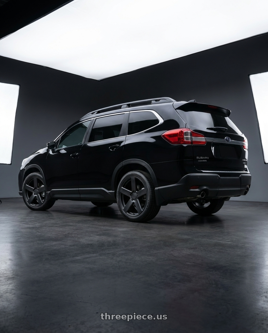 2025 Subaru Ascent Black with TSW BRISTOL 5X114.3 20X8.5 +40 MATTE BLACK wheels rear three quarter view square tires