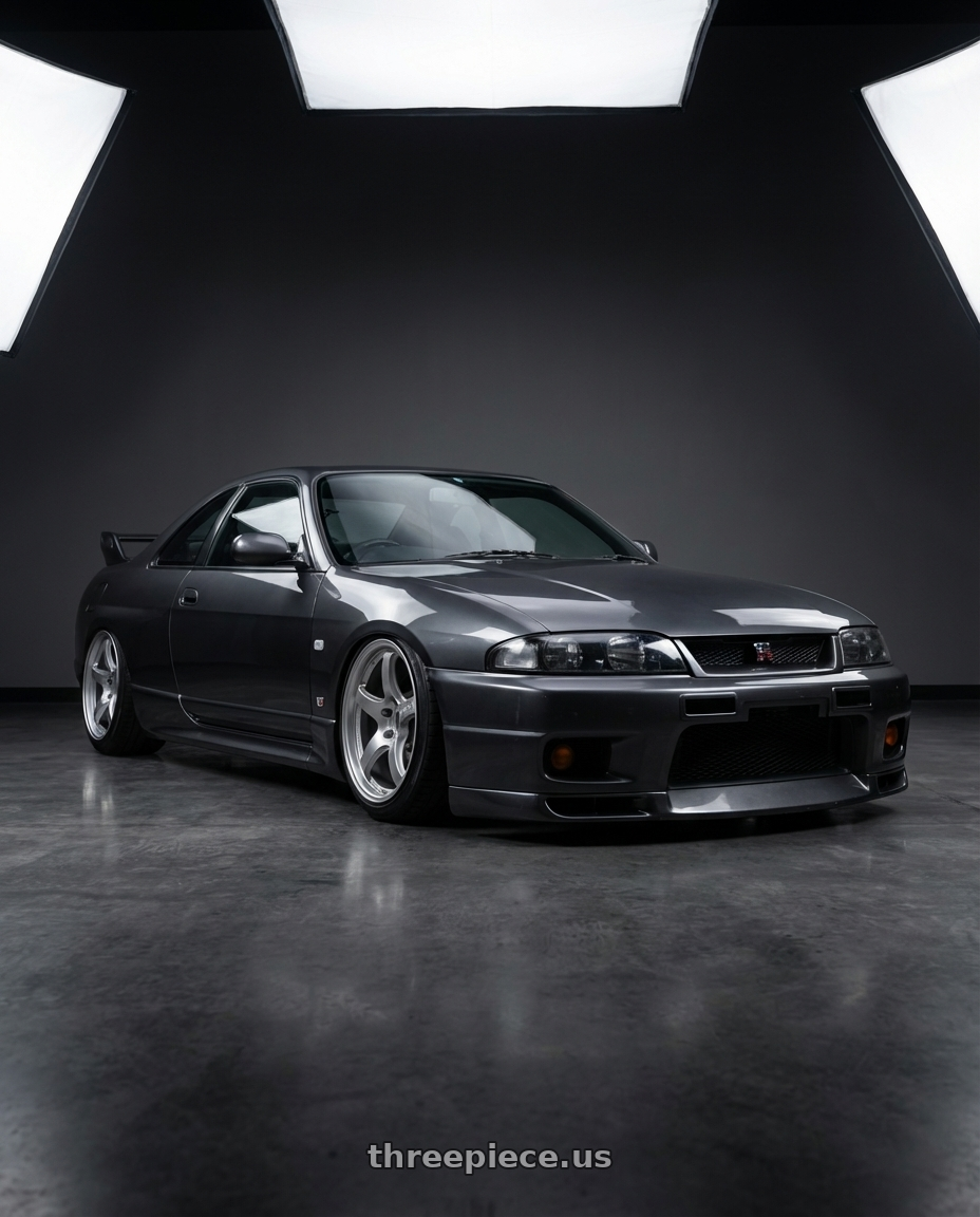 1996 Nissan Skyline R33 GTST with Gram Lights 57CR 5x114.3 18x9.5+38 Grace Silver wheels