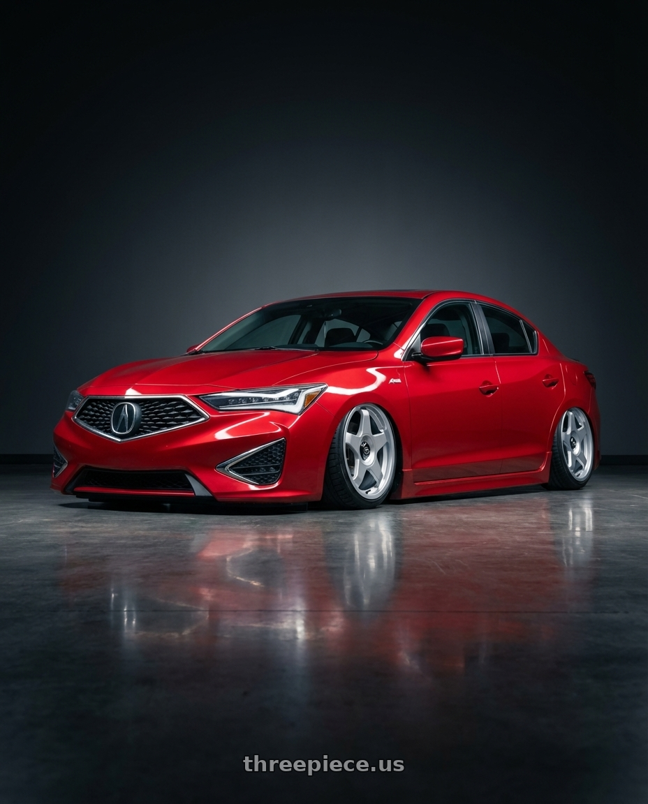 2012 Acura ILX with fifteen52 CHICANE 5x114.3 / 5x100 18x8.5 +35 SPEED SILVER (GLOSS SILVER) wheels front three quarter view stanced stance