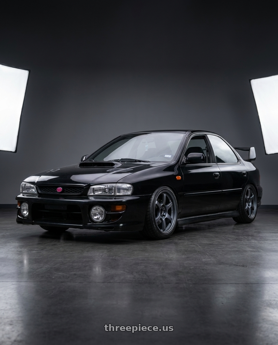 1998 Subaru Impreza GC8 with Gram Lights 57DR 5x100 18x8.5+37 Gunblue II wheels