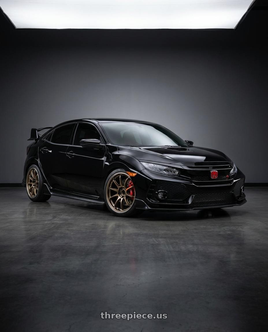 Honda Civic Type-r 2018 with Work Emotion Zr10 5x120 18x9.5 +38 Titanium Diamond Lip Cut wheels
