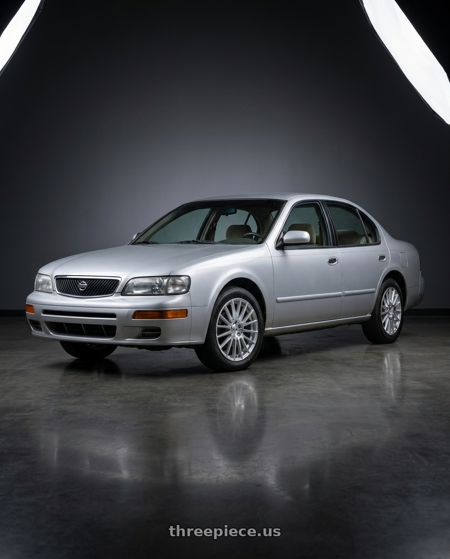 1997 Nissan Maxima GXE with V�xx Capo 5x108/5x114.3 17x7.5+38 Silver Mach Face wheels