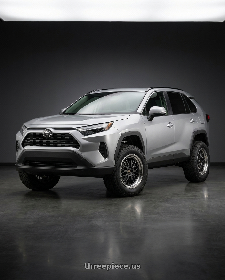 2024 Toyota RAV4 with BBS LM 5x114.3 20x9.0+28 Diamond Black wheels front three quarter view lifted stance